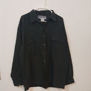 "Make Offer" Untied Dark Green Collared Shirt Long Sleeve